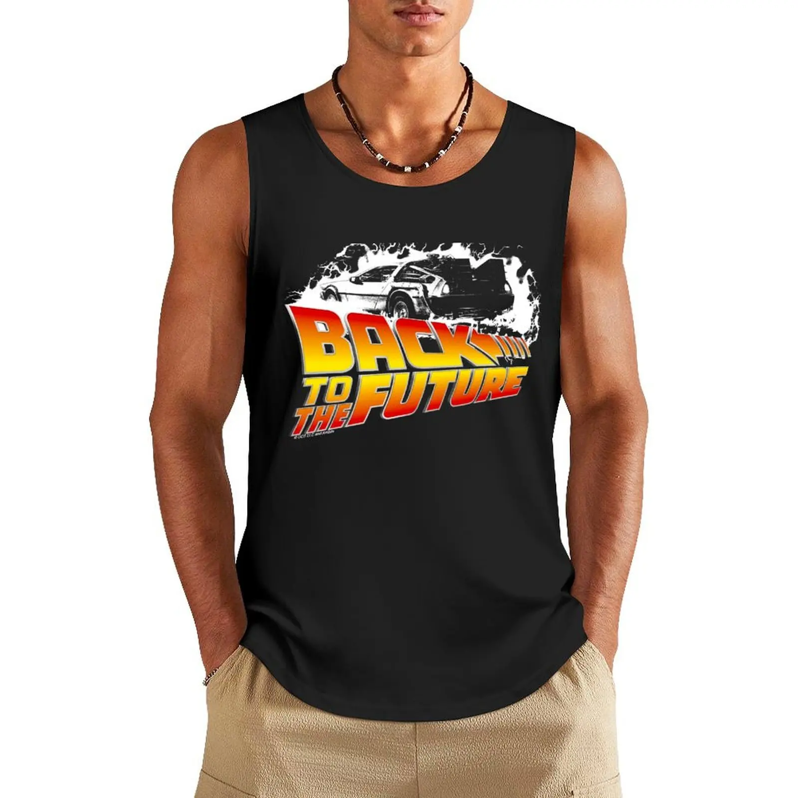 

Back to the Future - DeLorean White Stencil Fan Art Tank Top Sleeveless top man sexycostume sleeveless shirts