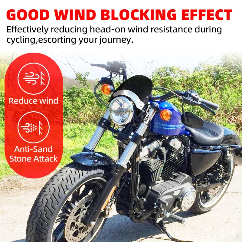 

Black Motorcycle Front Fairing Windshield Windscreen ABS Wind Deflector Covers For Harley Sportster XL 883 1200 2004 2005-2025