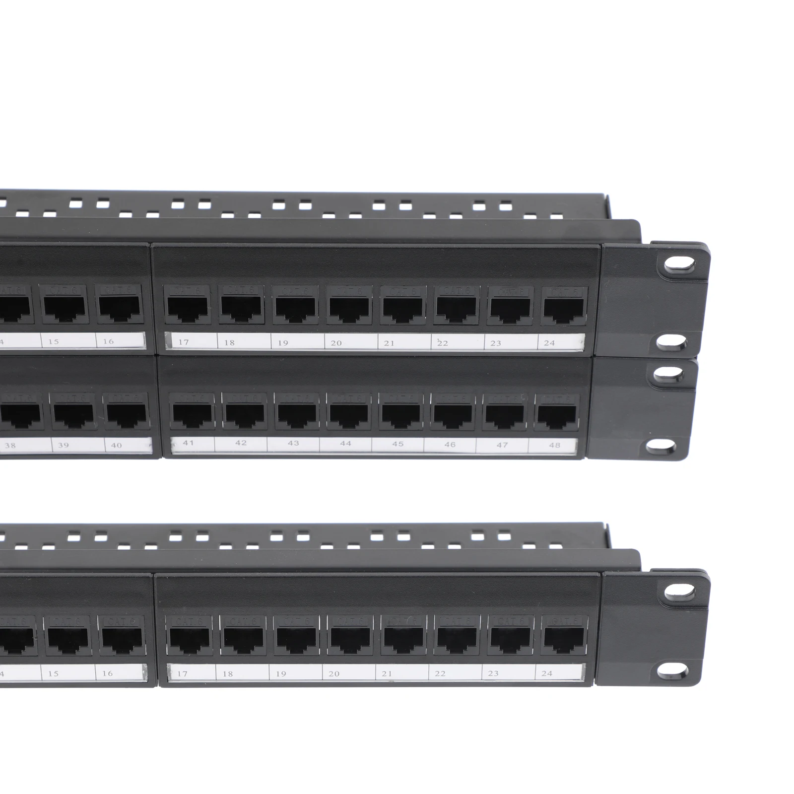 19-Inch Patch Panel 1U/2U 24/48 Port Cat6 RJ45 Coupler with Inline Keystone Patch Panel Removable Back Bar Distribution Frame