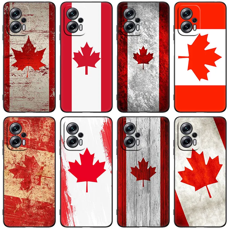 Canada Flag Black Phone Case For Xiaomi Mi POCO X4 X3 NFC X2 F4 F3 GT 5G C3 C31 C40 F1 M5 M5S M4 M3 M2 F2 Pro Cover