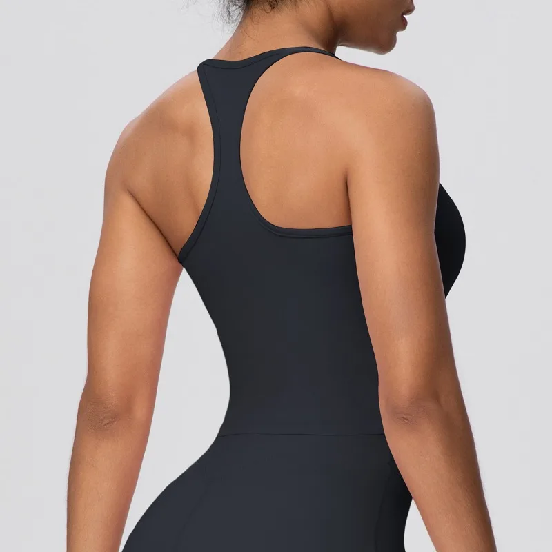 Abbigliamento da yoga in tinta unita da donna, reggiseno sportivo da corsa e fitness all'aperto, elastico in altezza, a forma di I