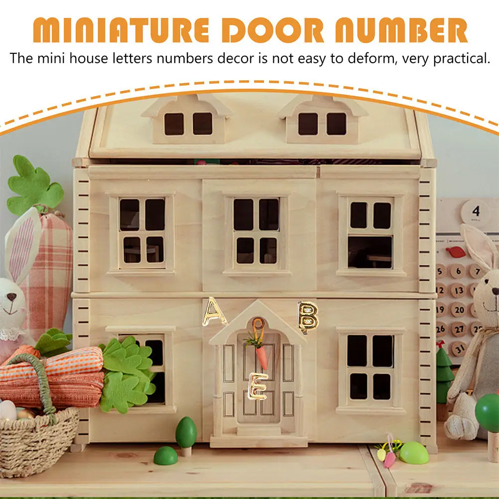 2Pcs Miniature Dollhouse Numbers Letters DIY Front House Number Sign Decorative Door Number Mailbox Accessories
