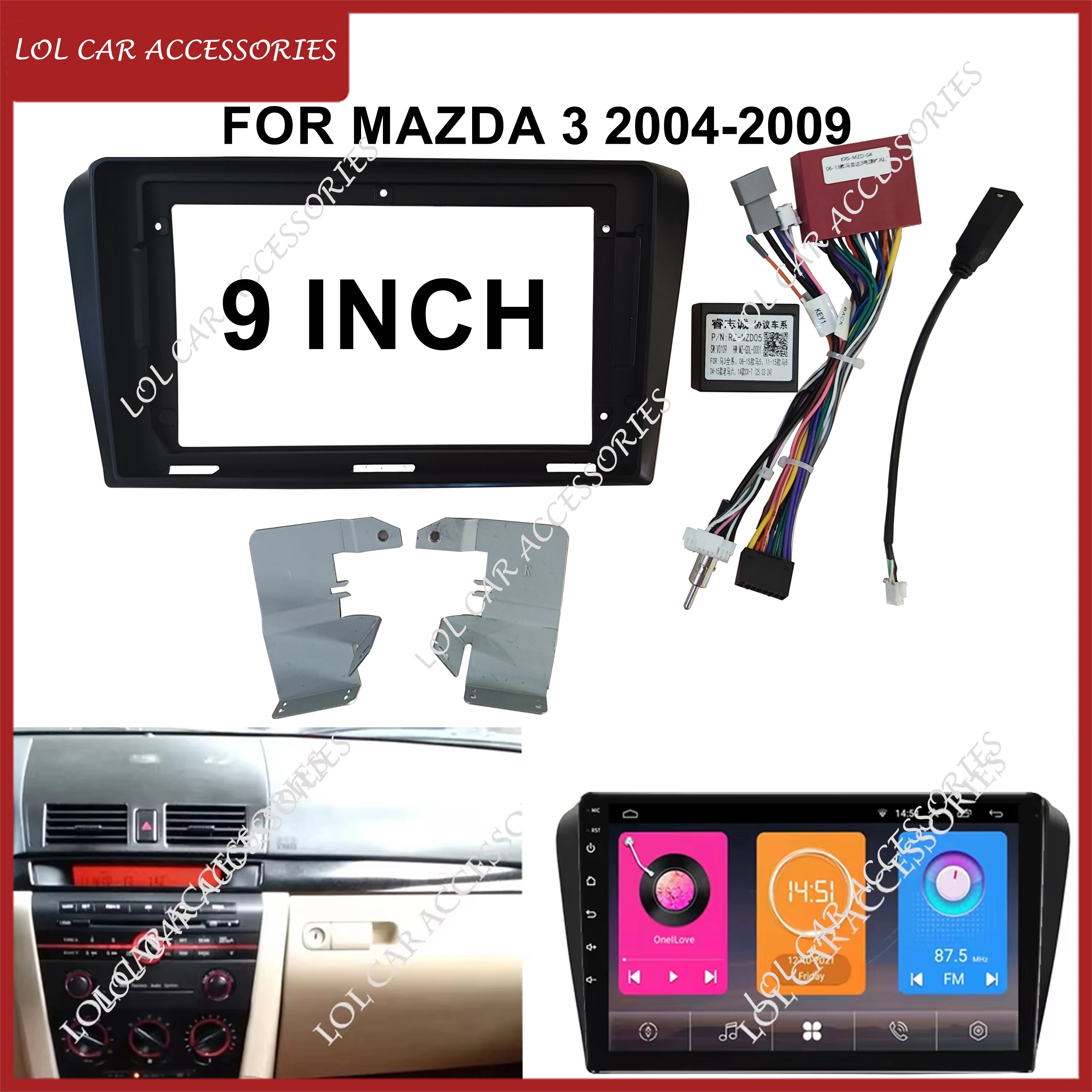 9 cali dla Mazda 3 2004-2009 Radio samochodowe Stereo Android MP5 GPS Odtwarzacz Fascias Panel Frame 2 Din Head Unit Dash Board Cover