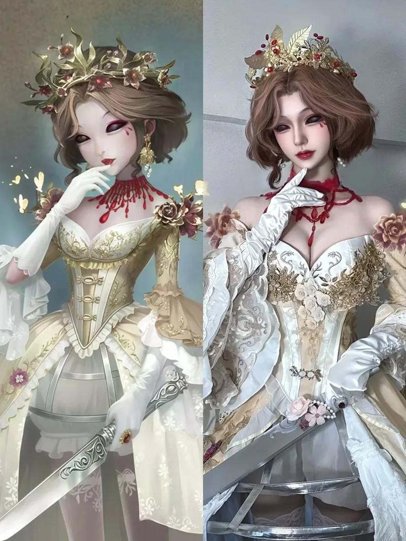 

Cosplay Red Lady Blood Feast Red Feast Dress Anime Women'S Costaly Retro Medieval Dress Women'S Halloween Costume Wig