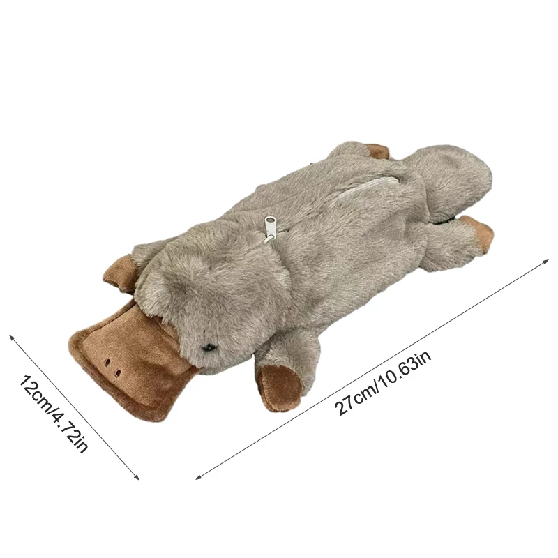 1pc Cute Platypus Pencil Case Cosmetic Bag Plush Pen Pouch Large Capacity Storage Bag School Supplies Stationery Box