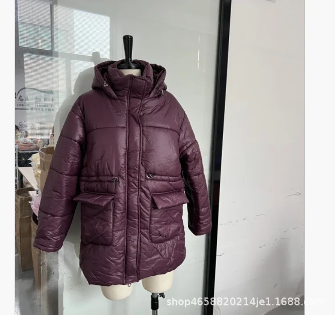 2025 خريف شتاء جديد المرأة سستة مريحة عادية براون مقنعين الرباط سميكة سترة قطن بلون #6