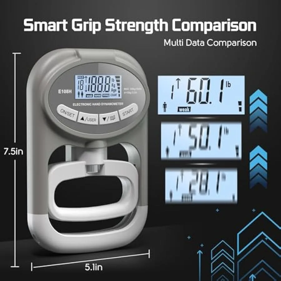 Power Tester Grip-Grip pelatih kekuatan dinamometer tangan dapat disesuaikan dan layar Digital 265 Lbs 120 kg dengan jari