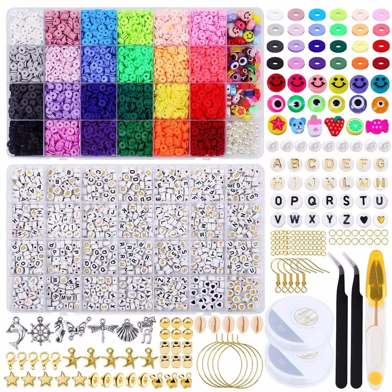 

2 Boxes Jewelry Making Kit Beads for Bracelets Glass Pony Seed Letter Alphabet DIY Art Craft Bead Kit Set for Women Girls