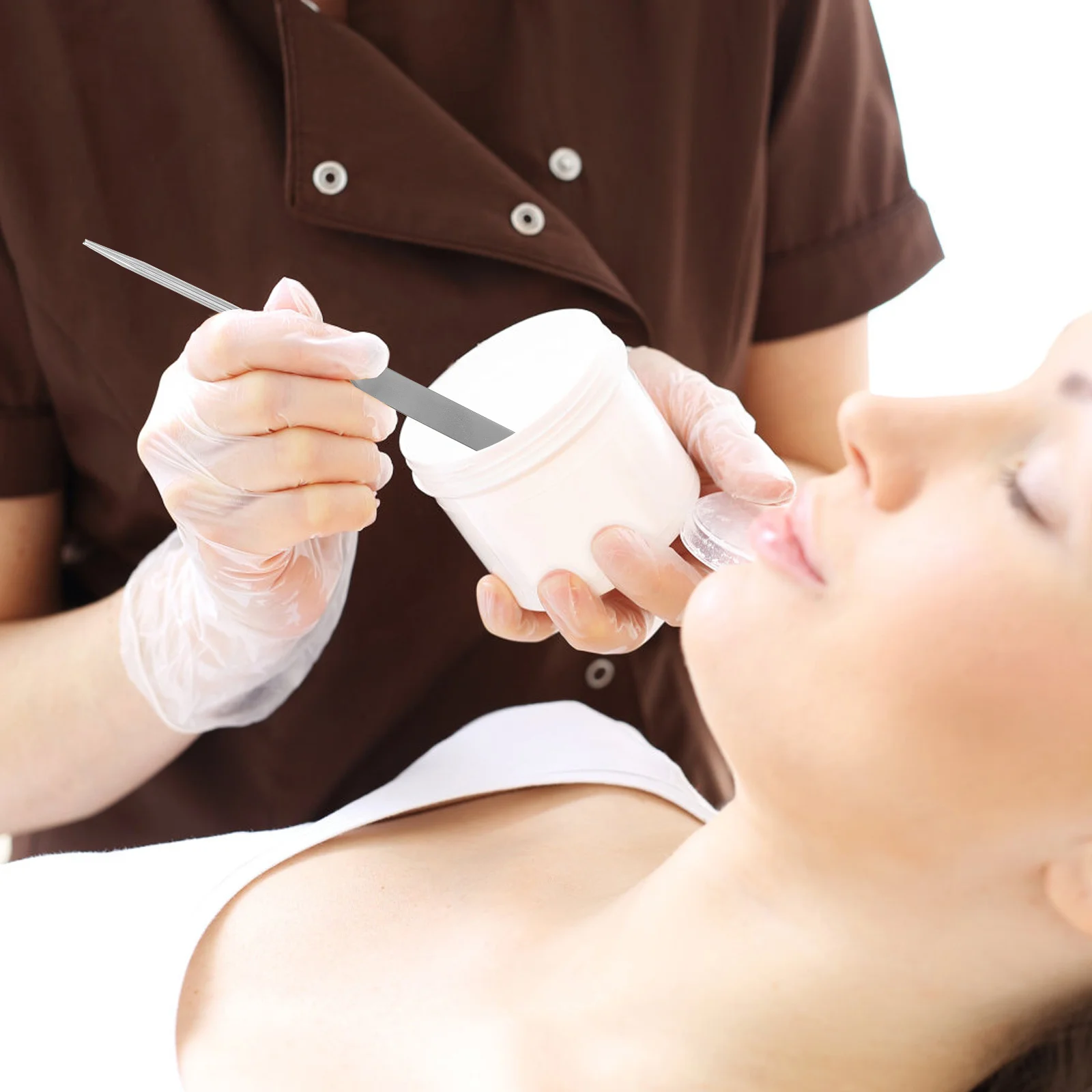 

1Set Powder Foundation Spatula Korean Mixing Rod Long Handle Stainless Steel Makeup Tool Palette Mixing Pigment