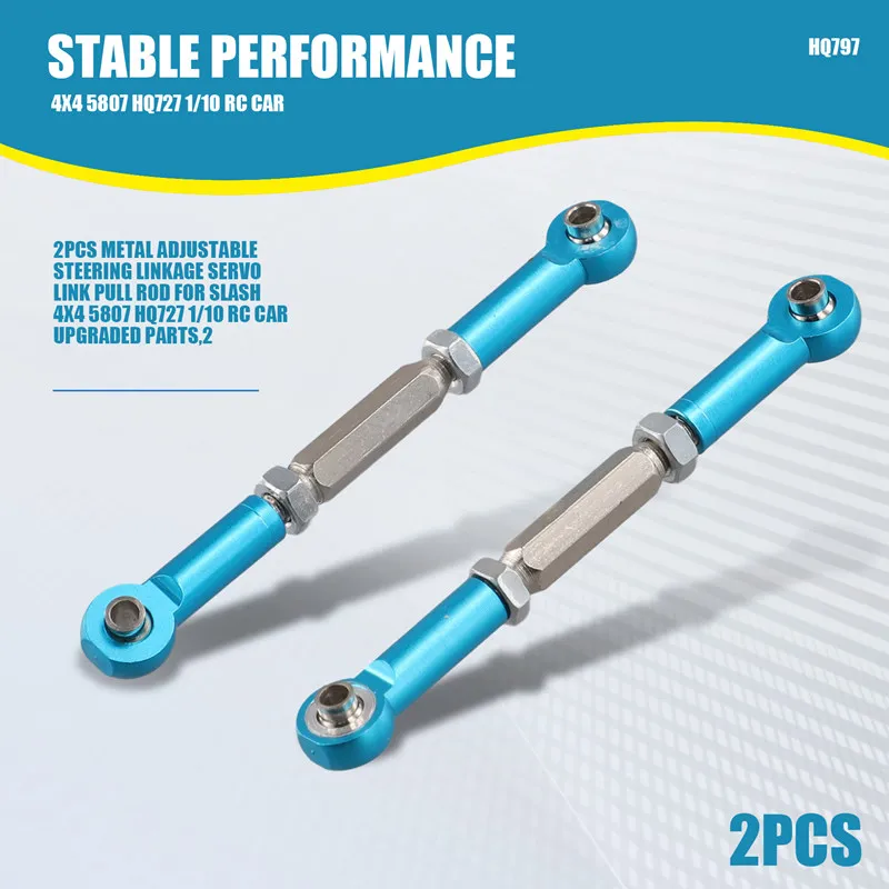 2Pcs Metal Adjustable Steering Linkage Servo Link Pull Rod for 5807 HQ727 1/10 RC Car Upgraded Parts,2 [bjve-Toy]