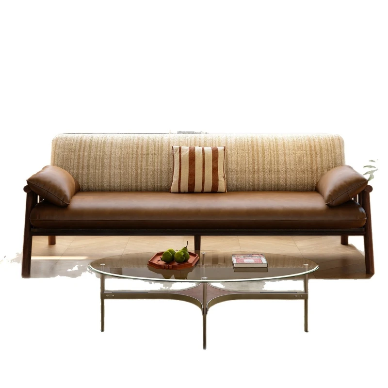 Medieval fabric sofa, retro model room Internet celebrity double sofa, home living room