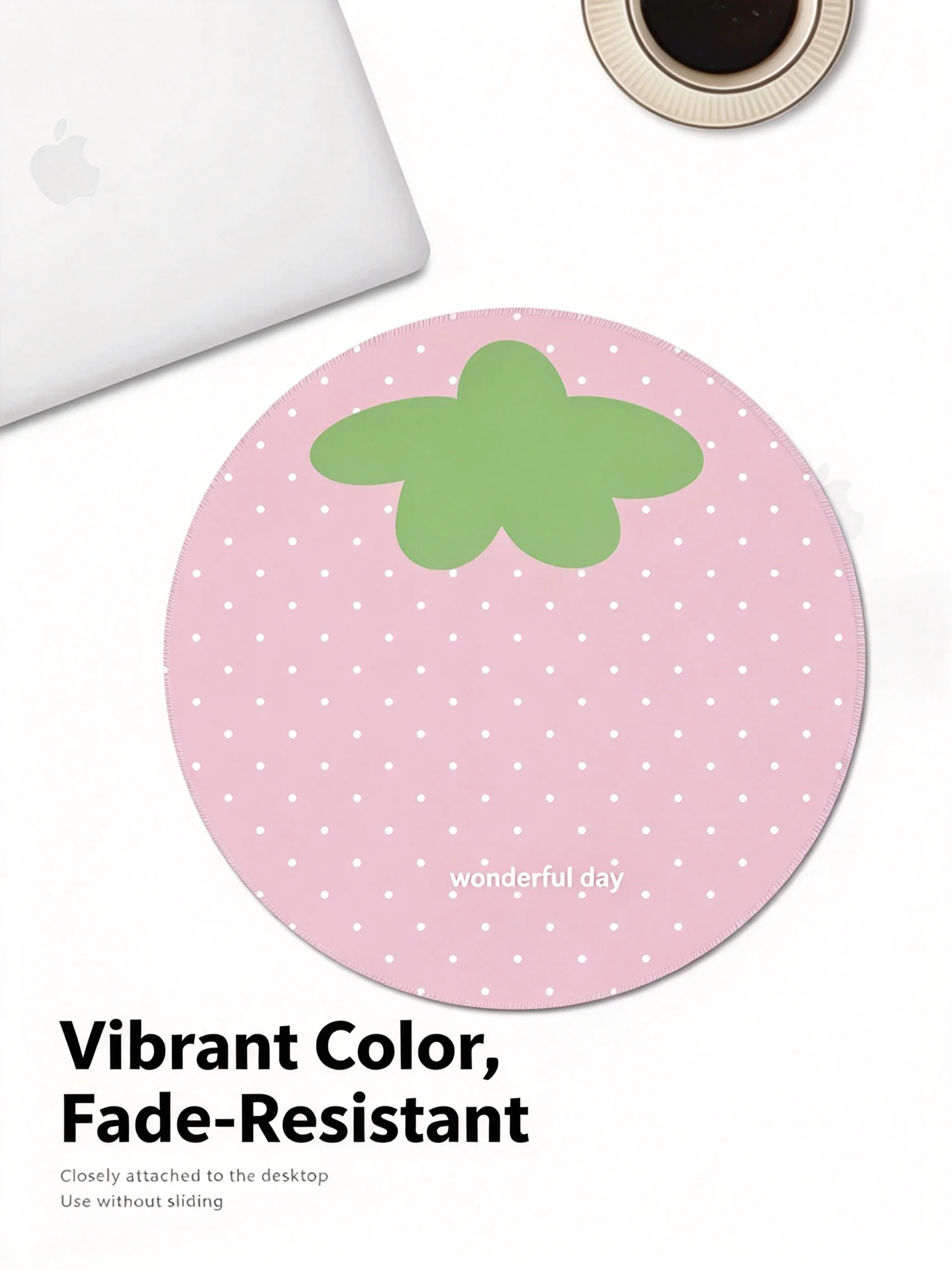 Circular Fun Strawberries Cute Round Mouse Pad 2mm Desk MousePad Rubber Table Mat For Gaming Home Office School Use Keyboard Mat
