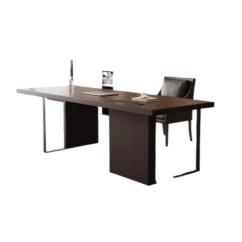 

Modern simple home smoked wood desk Italian light luxury office