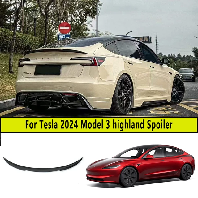 Dla Tesla 2024 Model 3 highland Wzór włókna węglowego Pokrywa bagażnika Spoiler Skrzydło Klapa tylnej klapy samochodu Dekoracja nadwozia Akcesoria ABS