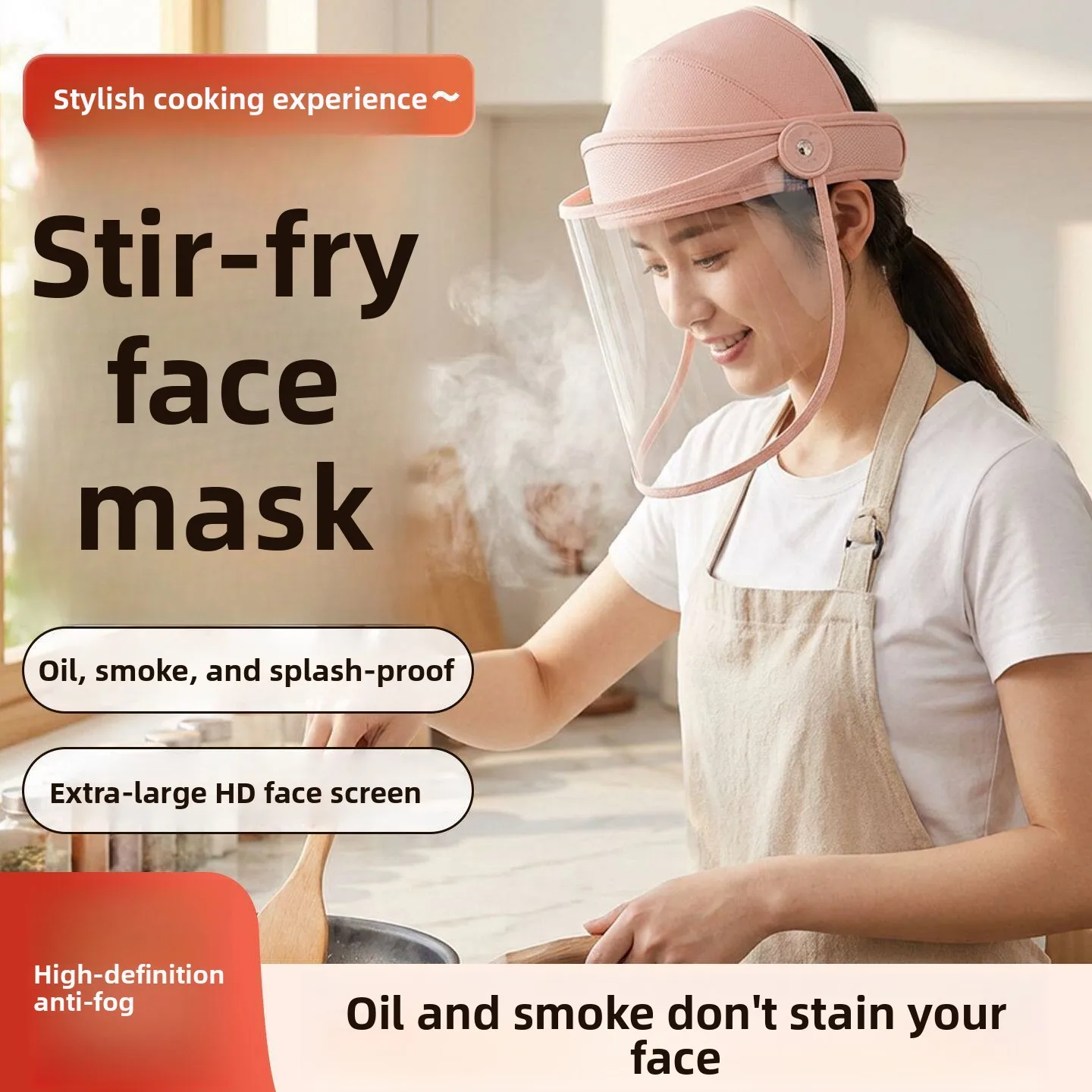 Kitchen Cooking Mask Full Face Protection Oil Smoke Proof Heat Resistant Fry Pan Hat Mask Anti Splatter Oil Proof Cap