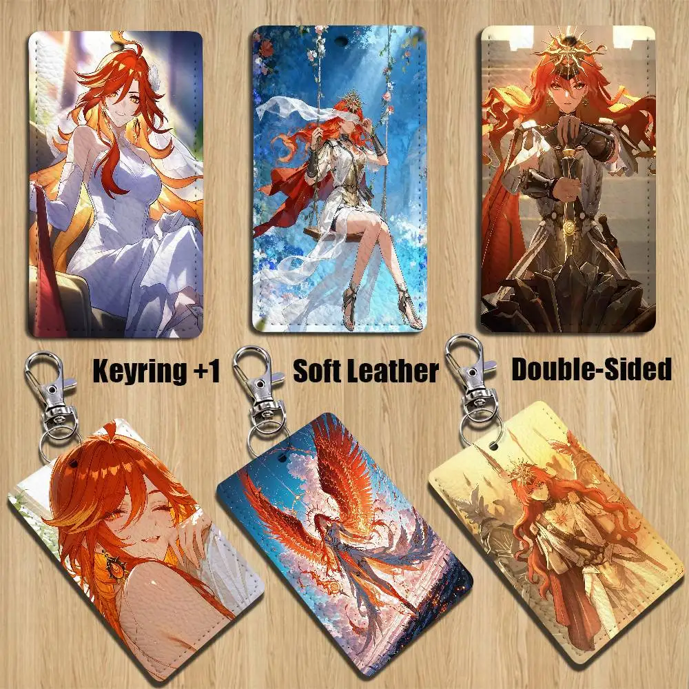 

W-Wuthering Waves A-Augusta Keychain Holder Suitable For Subway Bank Card Bus Case Badge Holder Wallet Card Textured pattern