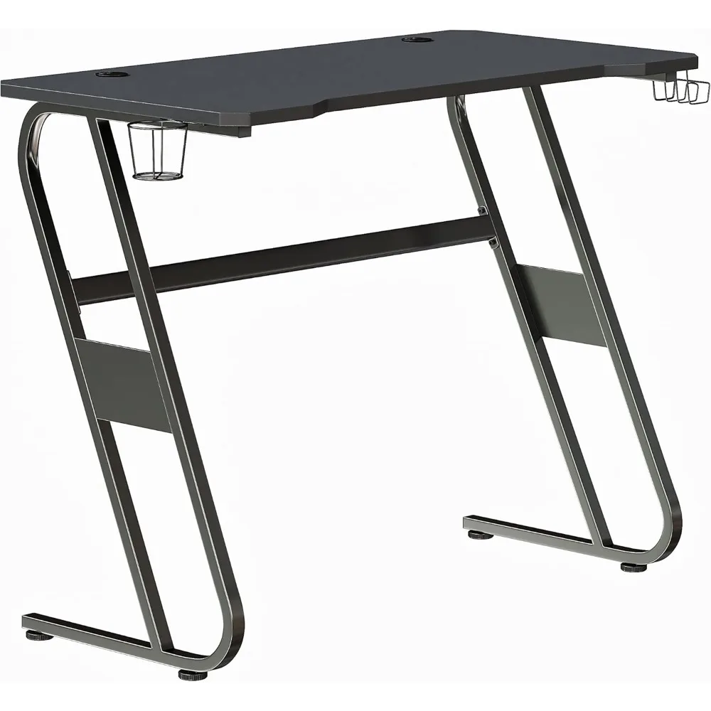 

Fisher Gaming Desk - Black Ergonomic Computer Desk - 51.5" Gamers Table with Cup Holder and Headphone Hook