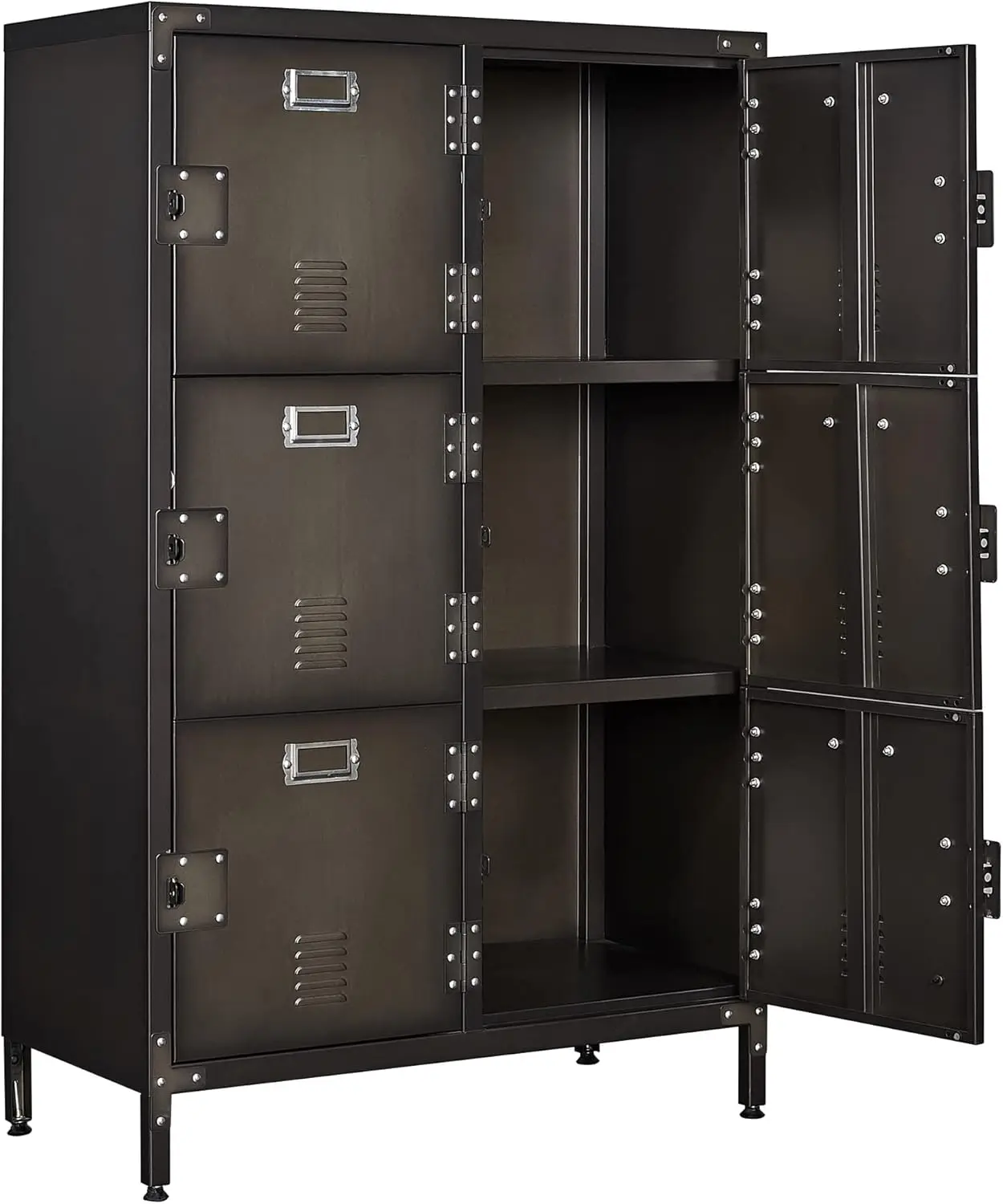 

Metal Storage Locker,47" Steel Retro Cabinets 6 Doors Lockable,Adjustable Feet Organizer Cabinets for Employees