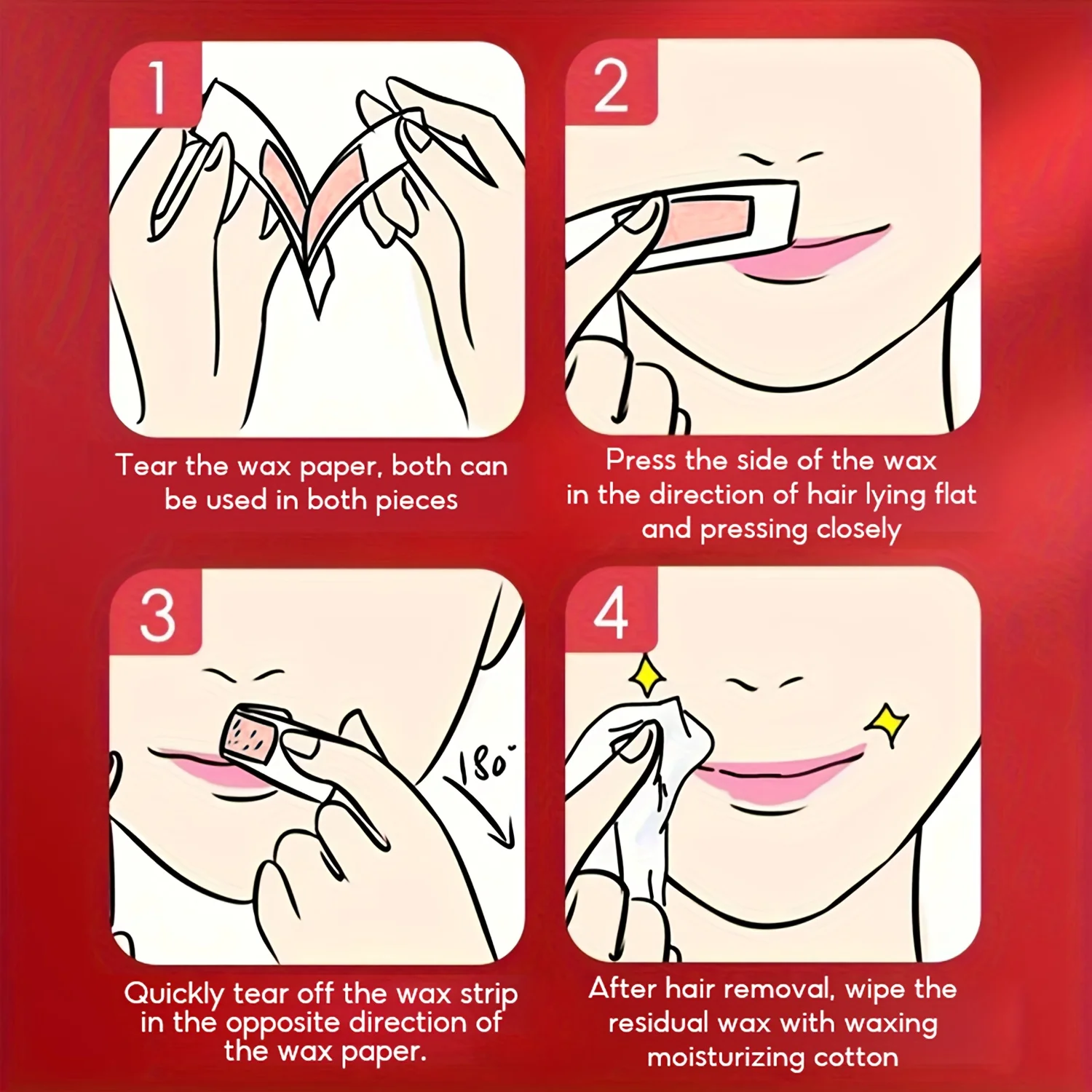 10 pieces of hair removal wax strips, hair removal cream paper, cold wax strip paper, suitable for pink hair removal paper on the face, neck, arms, and legs - view 5