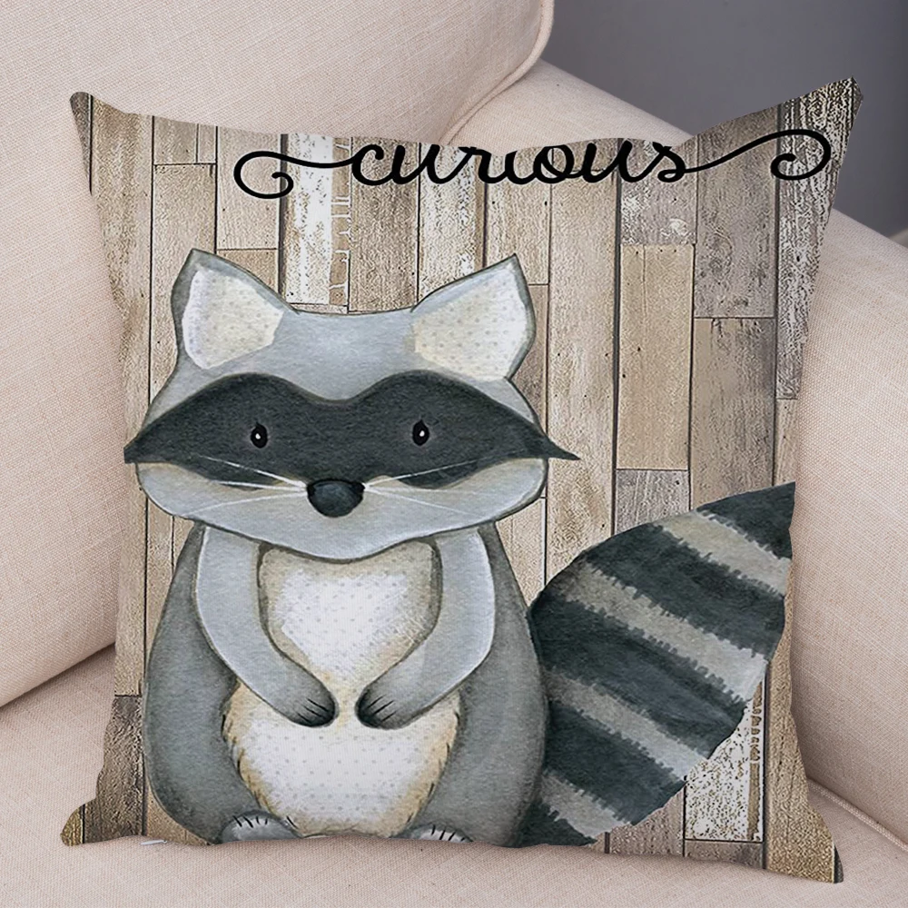 45x45 cm colorful nordic fox owl pillowcase decorative squirrel