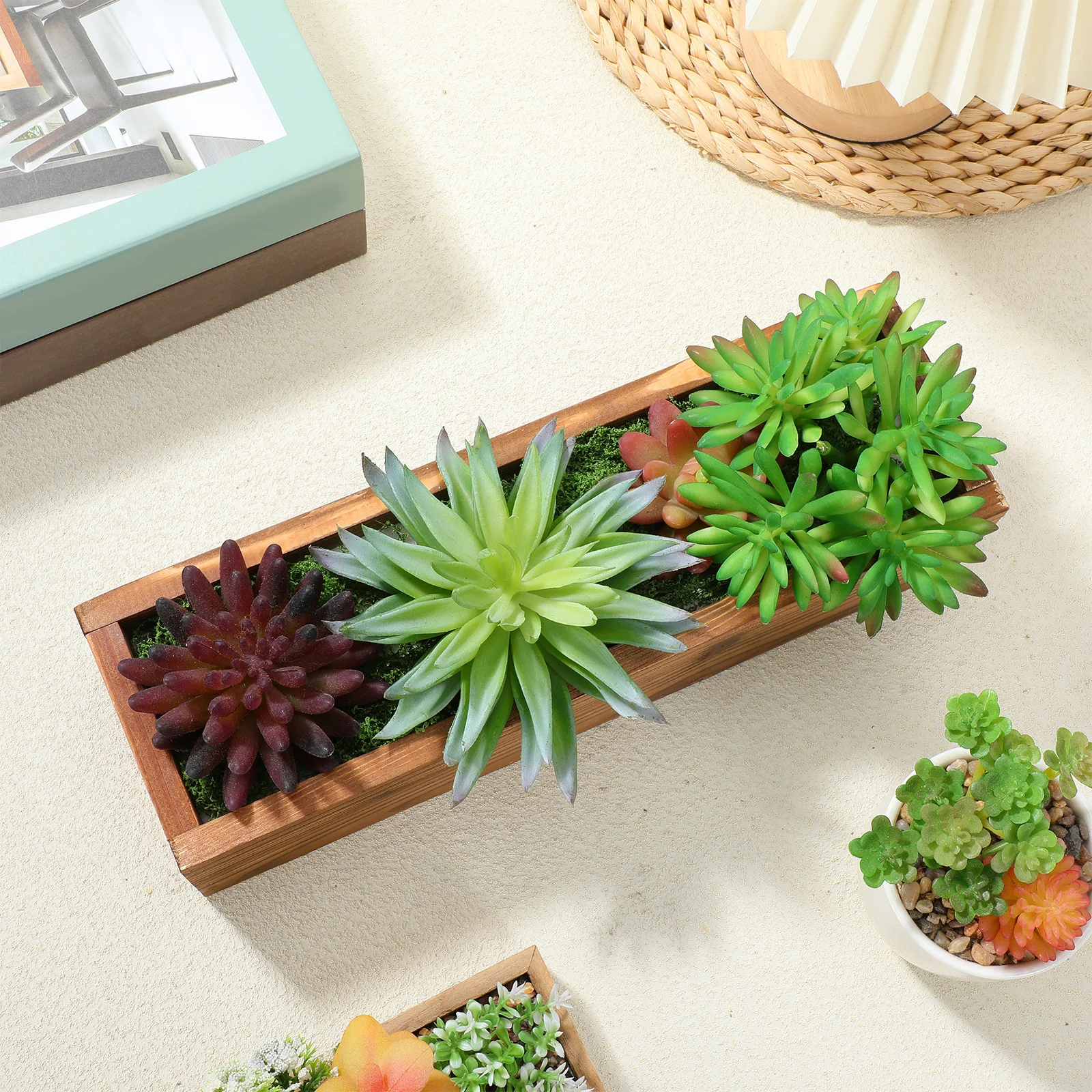 

Rustic Wood Flower Pot Natural Wooden Planter Box for Office Home Garden Decoration Succulent Plant Container Cedar Window Boxes