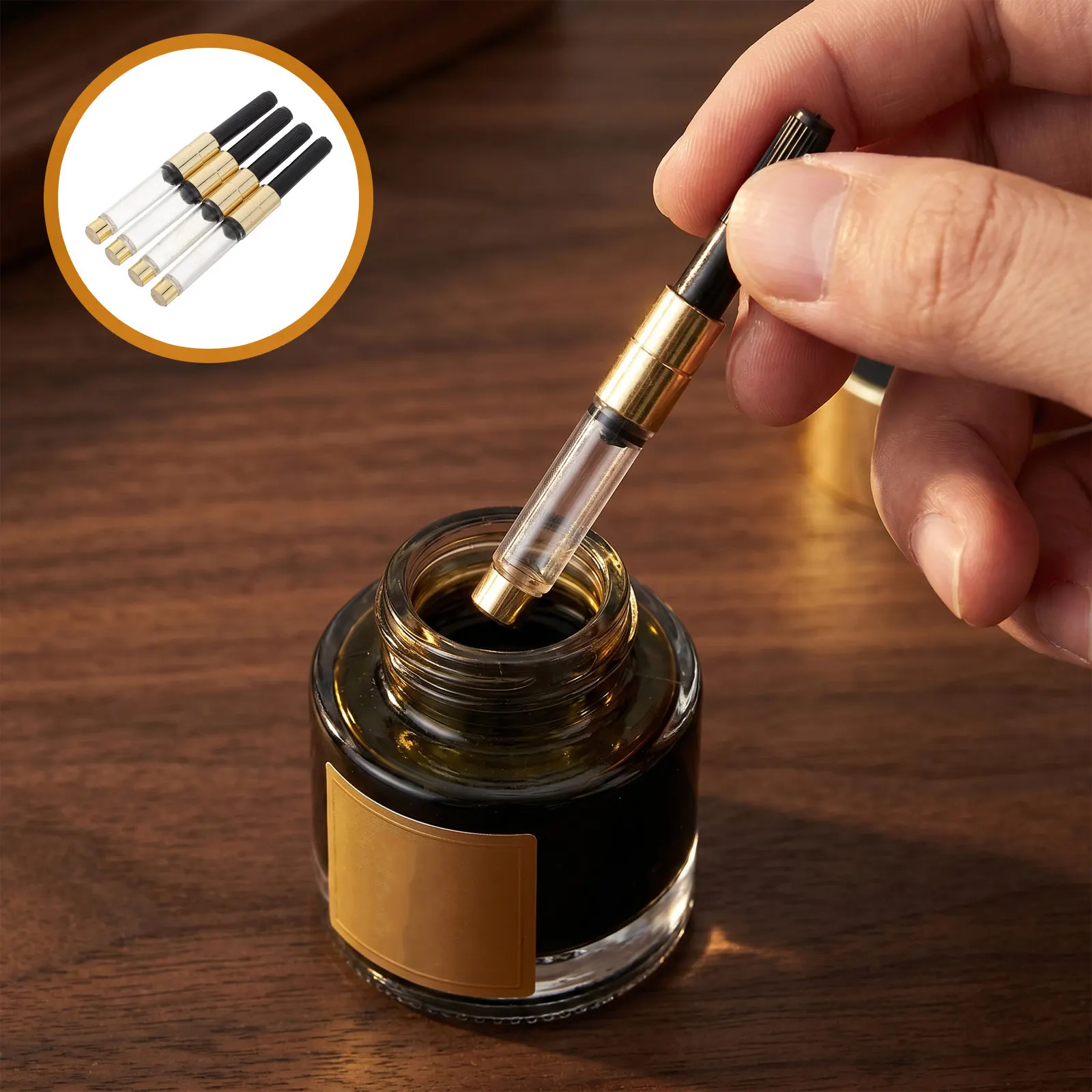 4Pcs Refillable Ink Converter for Fountain Pen 2.6mm Screw Rotary Ink Drawing Replacement Pen Accessories Writing Tools