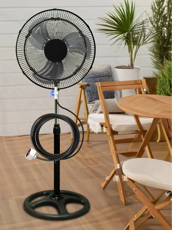 Fan Mister Kit Nebelaufsatz für Ventilator-Luftreinigung, 8-Meter-Schlauch, Multi-Düsen-Sprühgerät für Hundehütte, Grill, Terrasse, Garten