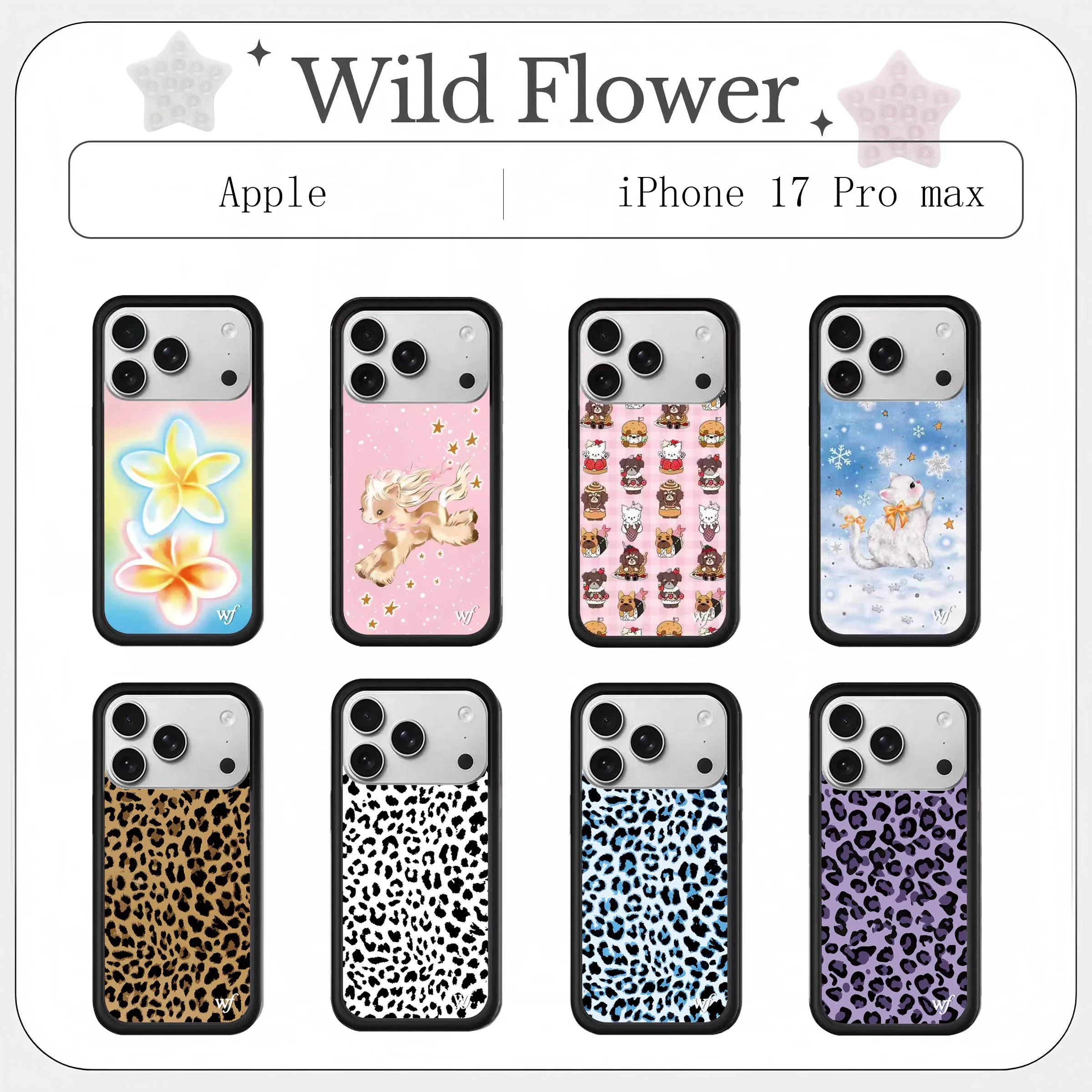 

New Wildflower Colors Leopard pattern Phone Case for iPhone 16 15 14 13 12 17 Pro Max Plus Air WF ins iPhone 11 point WF Cover