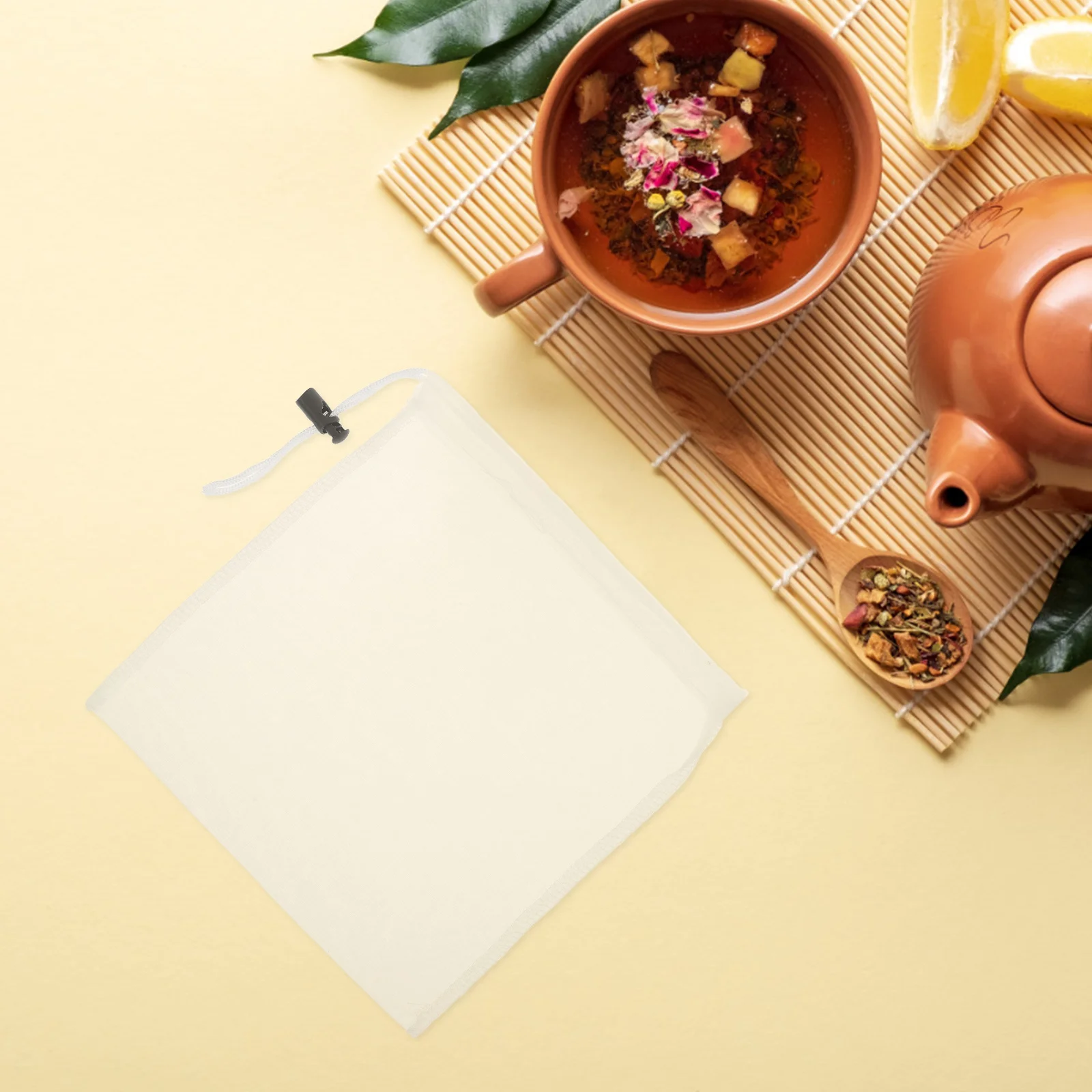 

6Pcs Reusable Drawstring Non-Woven Filter Bags Fine Mesh for Loose Tea Coffee Herbs Spices Tea Sachets Cooking Mesh Bag