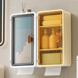 Large Bathroom Wall Mounted Waterproof Tissue Box Multifunctional Storage Rack Toiletries Storage Shampoo Organizer Multi-layer