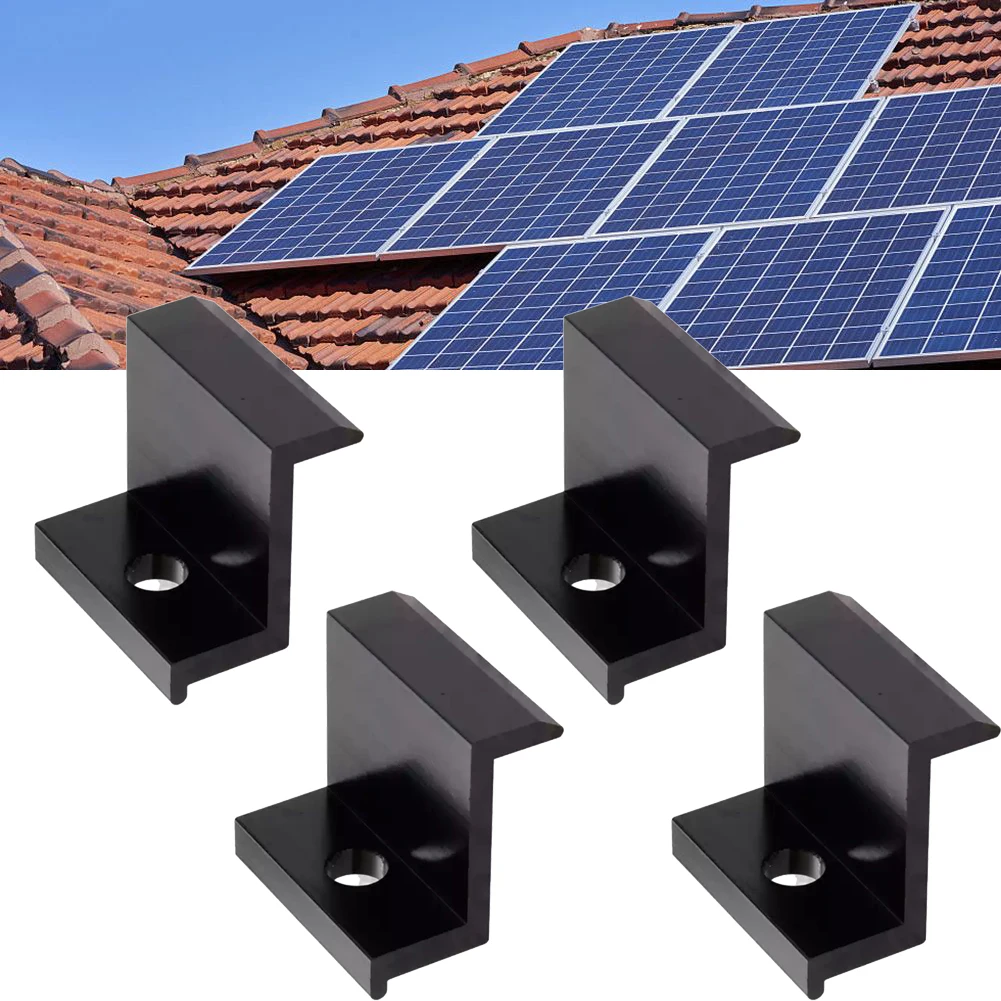 

4Pcs Lightweight Aluminum PV Solar Panel End Clamps Strong Toughness and Wide Applicability for Different Roof Installations