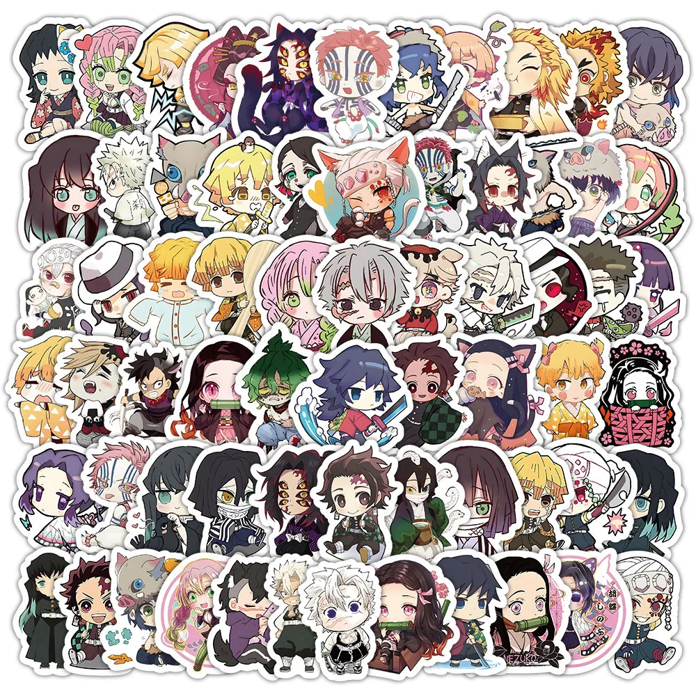 103 pezzi Q Vision Anime Demon Slayer simpatico cartone animato Graffiti adesivi per casco bicicletta conto a mano astuccio decalcomanie