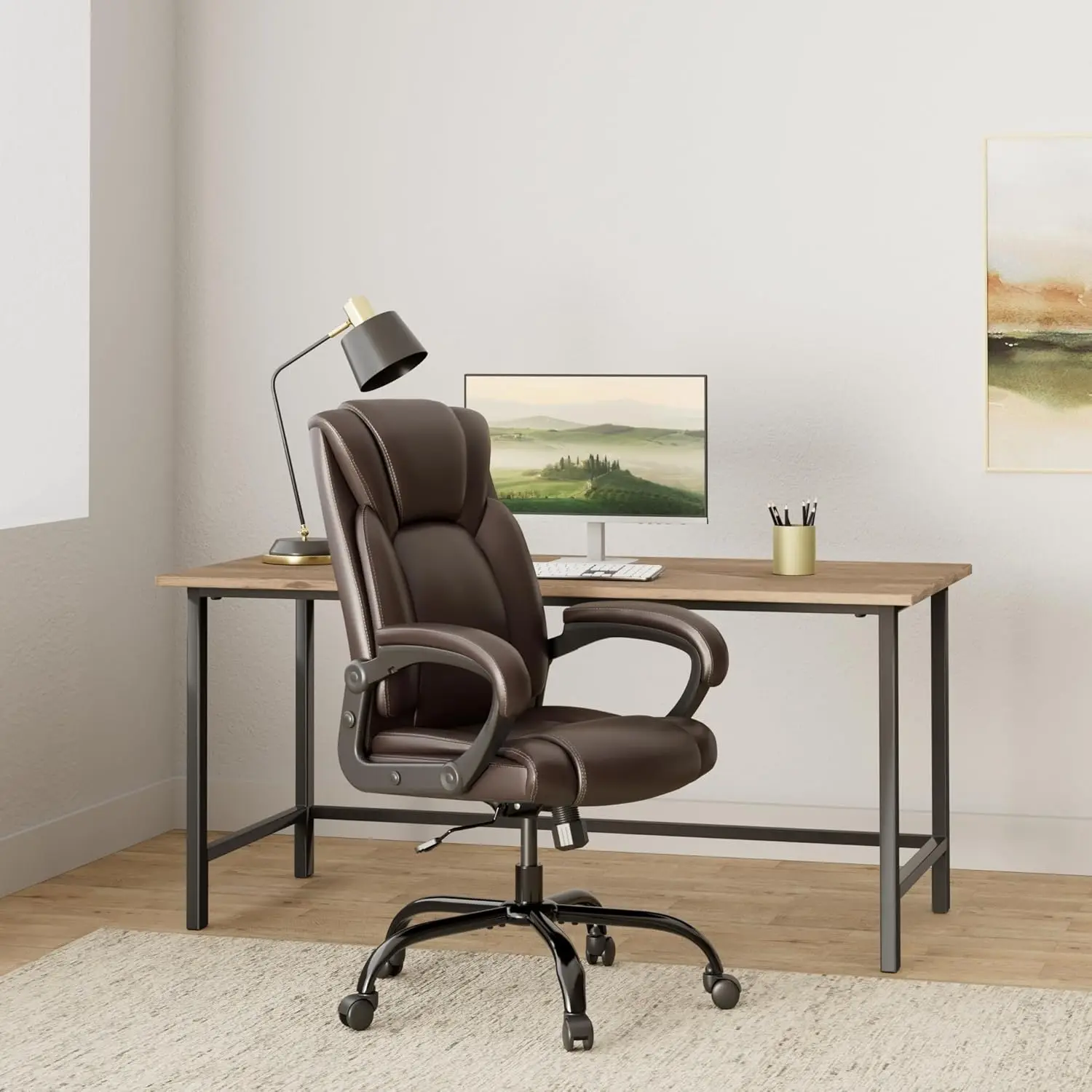 Office chair, computer chair, with 5-year water-resistant leather spring pad office chair