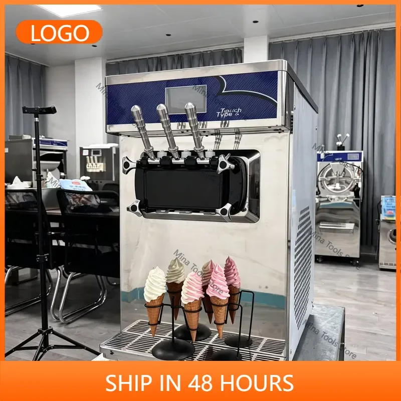 8 Program Continuous Stainless Steel Ice Cream Machine Milk-Based Soft Serve Slush Maker Adjustable Overrun 110V/220V