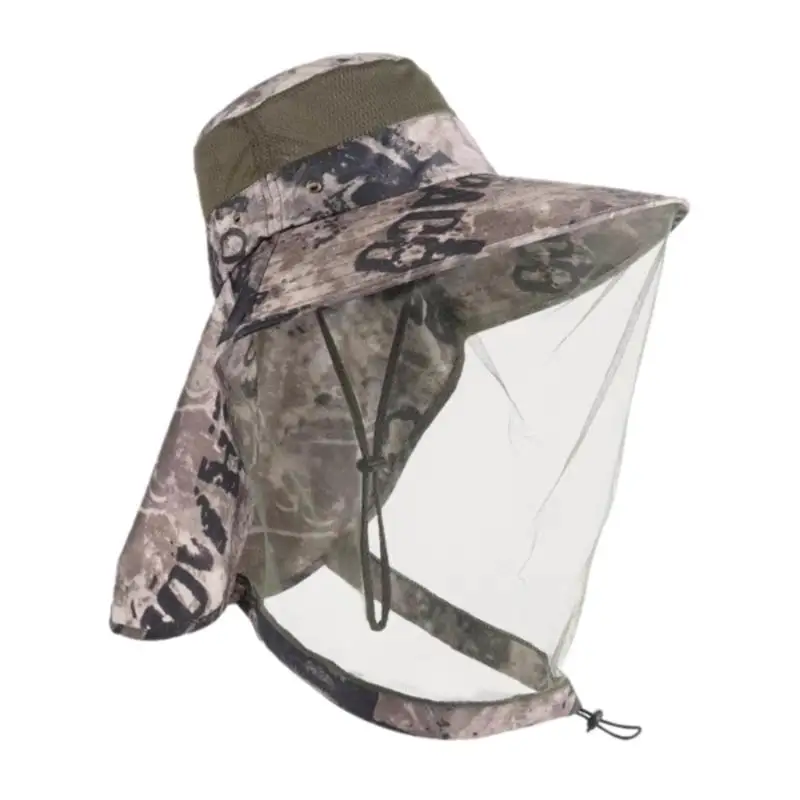 

652F Ventilated Hat With Breathable Face Net For Fishing Farming Beekeeping