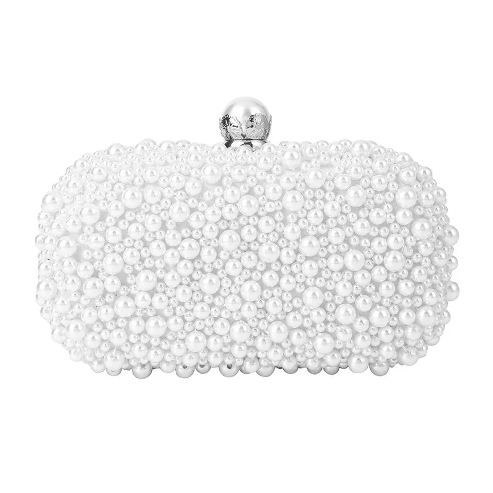 

Soft Surface Buckle Pearl Dinner Bag Chain Shoulder White Pearl Crossbody Small Bag Small Square Fashion Designer
