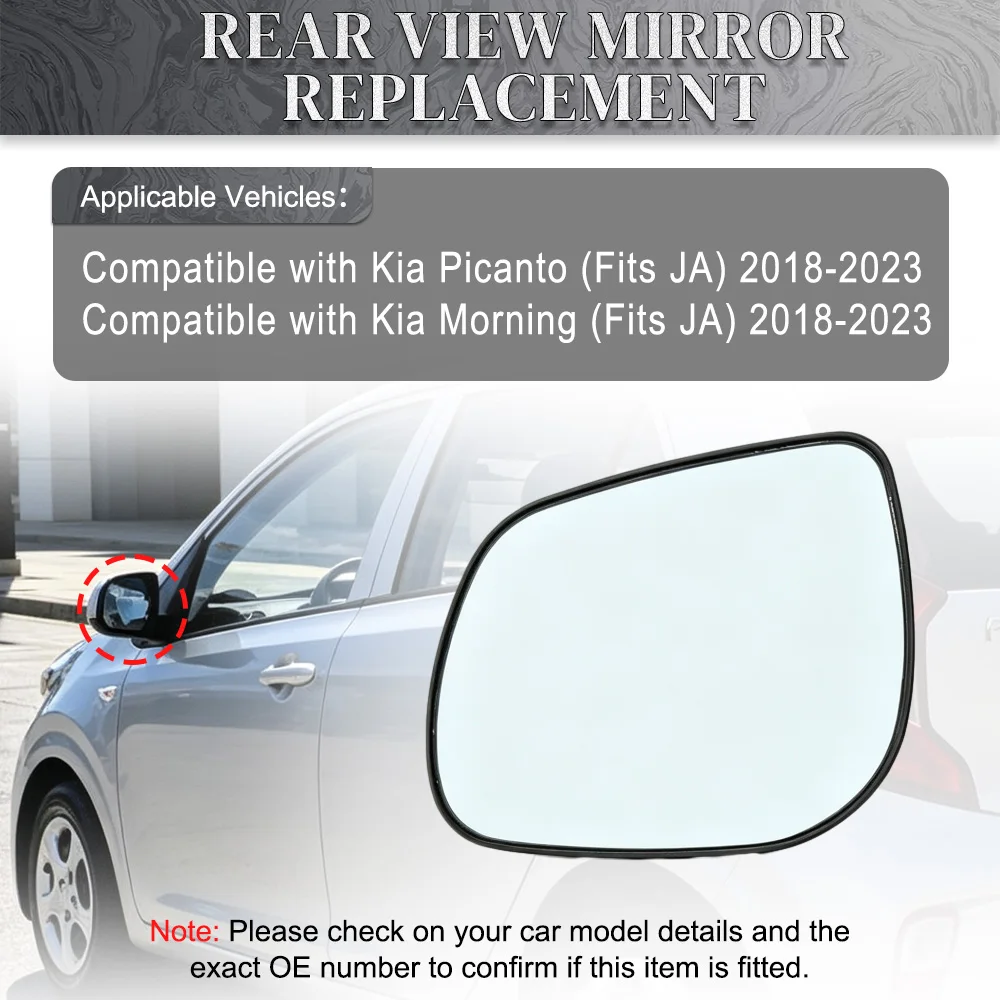 For Kia Picanto Morning JA 2018-2023 Car Heated Side Rearview Mirror Glass Left / Right  87611-G6000, 87621-G6000