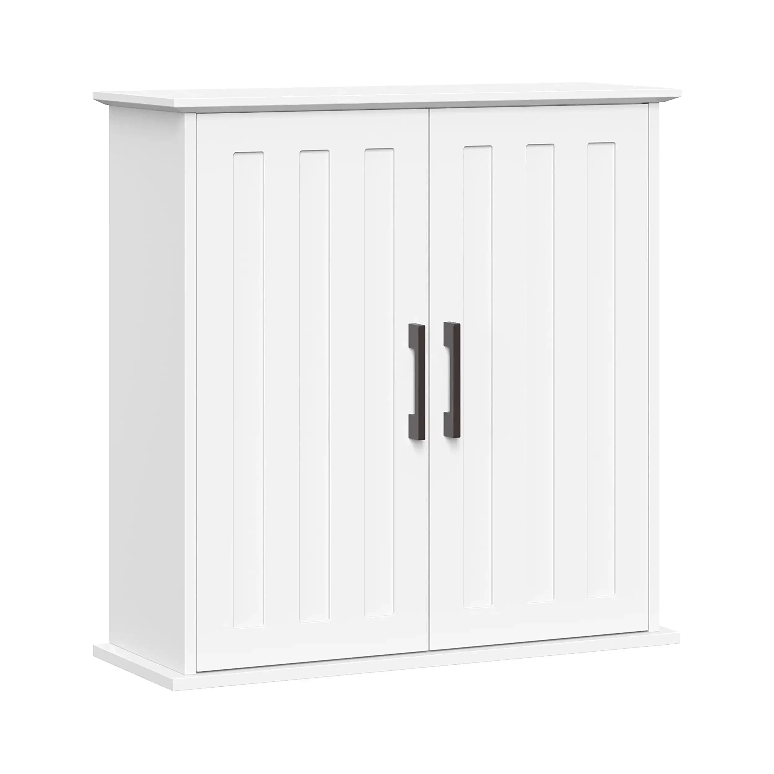 Monroe Two-Door Bathroom and Laundry Wall Mount Storage Medicine Cabinet with Fixed and Adjustable Shelves - White