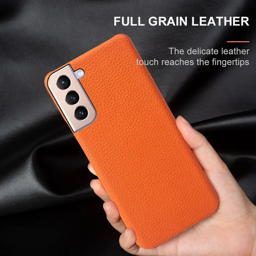 For SAMSUNG S21 CASE Litchi Texture Genuine Leather Cases S20FE S21Ultra S22 Plus phone Cover Coque Protective Shell