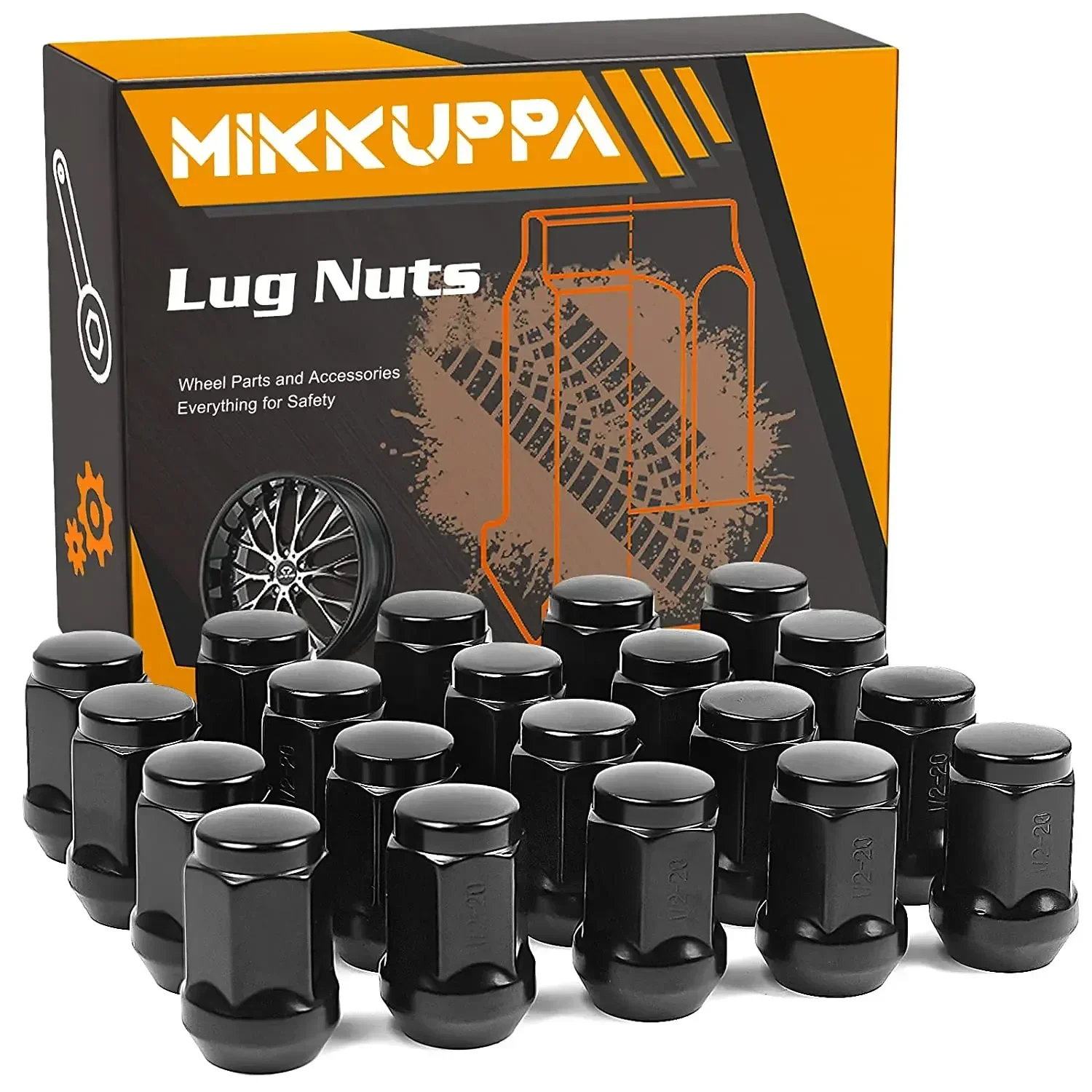 

MIKKUPPA 20PCS 1/2-20 Lug Nuts for Jeep Wrangler/ Liberty/ Grand Cherokee Aftermarket Wheel Black or Chrome Closed End Lug Nuts