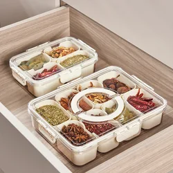 Portable Snackle Box Container Divided Serving Tray with Lid and Handle BPA-Free Clear Snack Box Organizer for Fruits Snacks