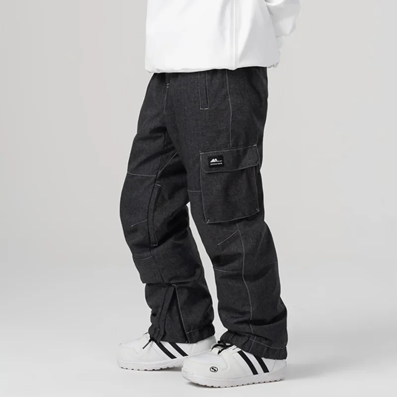 

Outdoor Leisure Single And Double Board Denim Ski Pants Fo r Women Waterproof Loose An d Warm Men's S now Pants OT4