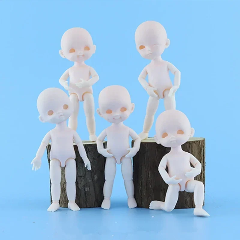 12CM Body Turnable Neck Movable Jointed Dolls White Skin Applicable to 16cm BJD Doll Girls Toys Ob11 Nude Body