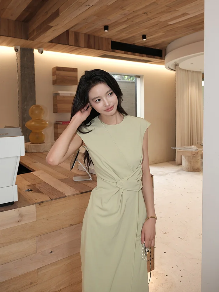

Alone Savor Faionable Asymmetrical Design Knot Slit Slimming Dr Sli Summer Gown l Waist Gel Fiber Polyester Sp...