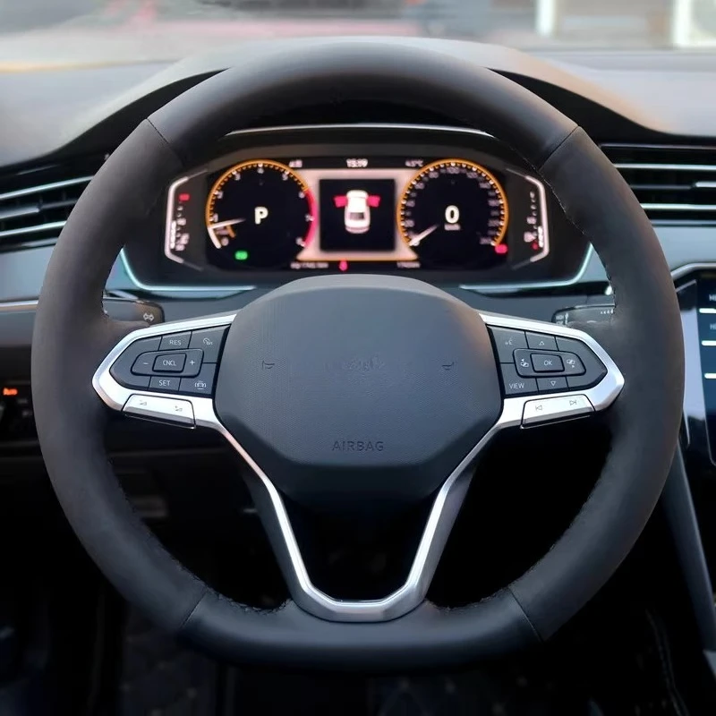 غطاء عجلة القيادة من جلد نابا مخيط يدويًا لسيارة Volkswagen VW Magotan Touareg Viloran ID.3 ID.4 Golf CC ملحقات السيارة #4