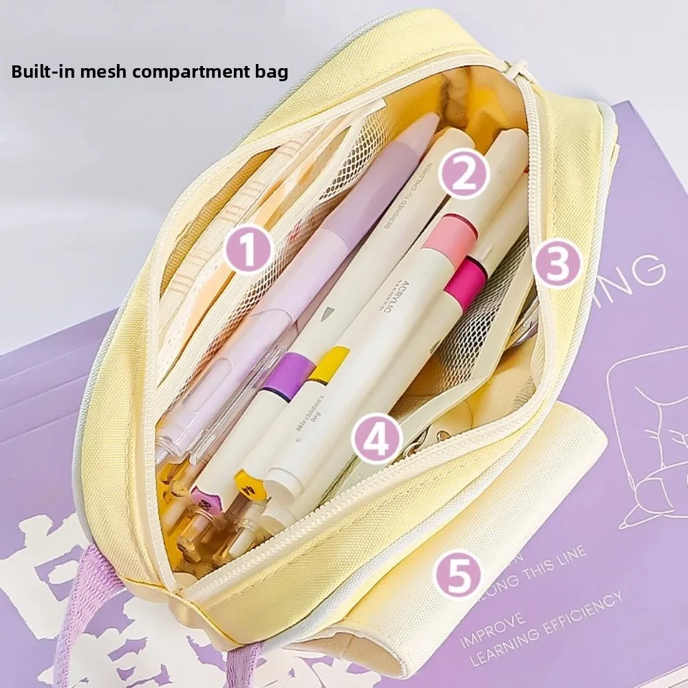 Multilayer Y2K Cartoon Stationery Bag Embroidery PVC Display Korean Pencil Case Handheld Desktop Storage Ins Pencil Pouch Unisex