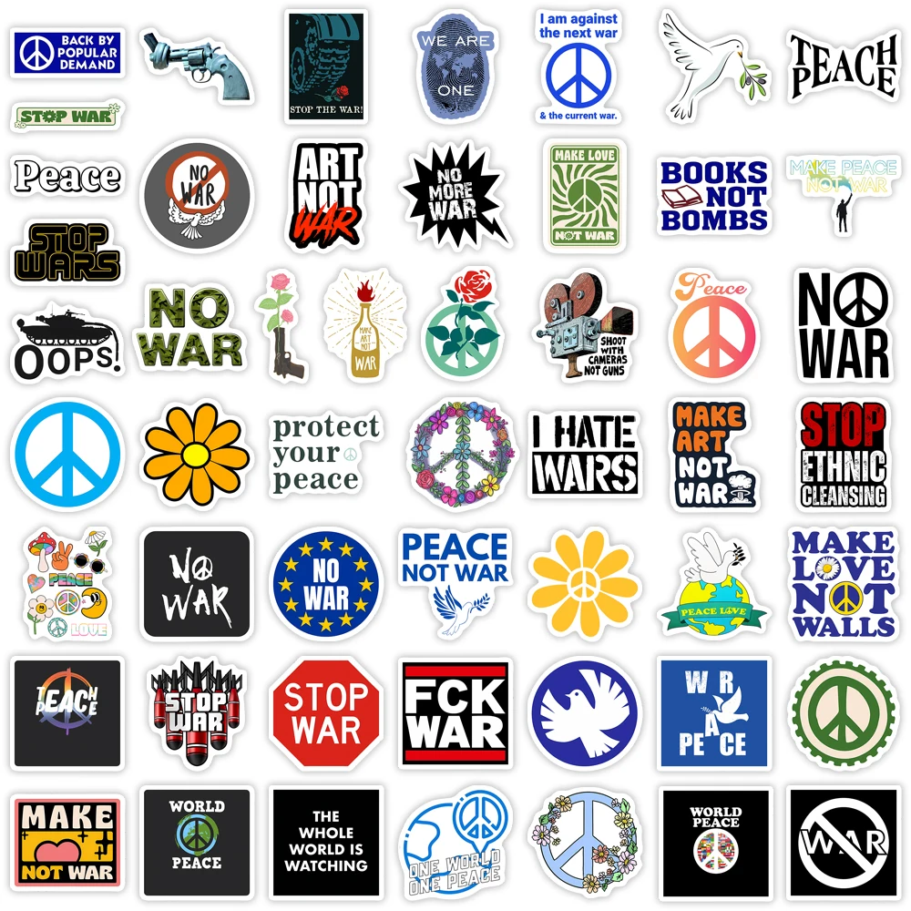 Anti War Stickers Stop War Peace Love Dove Hippie DIY LOGO Sketch Gift Phone Laptop Scrapbooking Waterproof Stickers