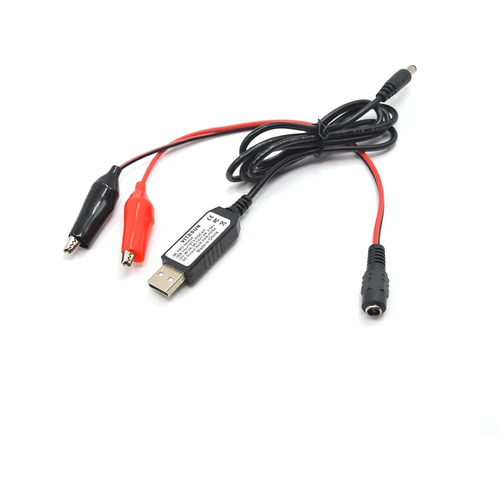 QC3.0 USB To 5V 6V 9V 11V 12V Adjustable Voltage Step 0.2V 5.5x2.5mm/2.1mm Cable Power Boost Cable For WiFi Router LED DIY Power