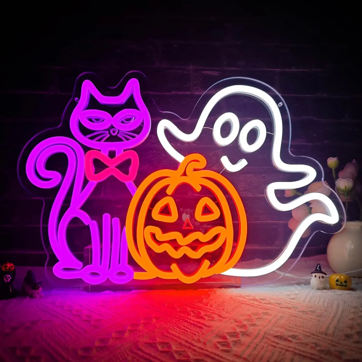 ハロウィンledネオンサイン-猫-カボチャ-ゴースト-ネオンサイン-壁飾り-ハロウィンパーティー-寝室-子供部屋-バー-クラブ-子供へのプレゼント