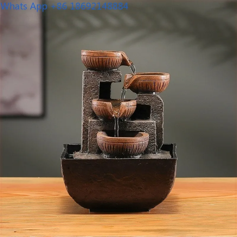 Automatic Flowing Water Ornament Circulating Water Style Coffee Table Office Desktop Small Ornament Living Room Home Use